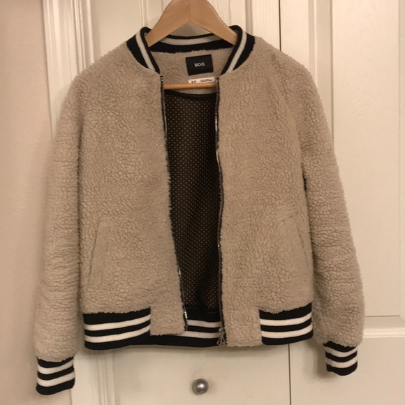sherpa varsity bomber jacket